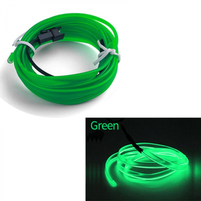 Fir Neon Auto "EL Wire" culoare Verde, lungime 1M, alimentare 12V, droser inclus [3]