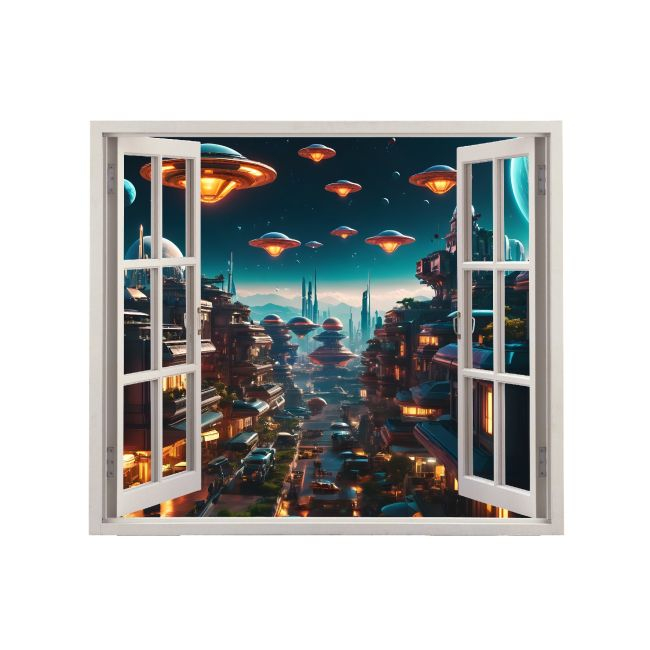 Folie imprimata color pentru decor perete locuinta, dimensiune 125 x 110cm, model: VIEW TO HAVEN 01 [2]