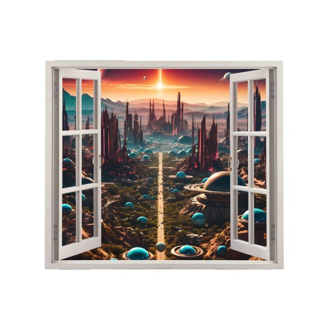 Folie imprimata color pentru decor perete locuinta, dimensiune 125 x 110cm, model: VIEW TO HAVEN 02 [2]
