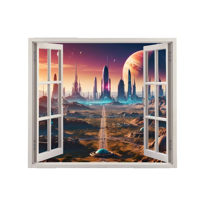 Folie imprimata color pentru decor perete locuinta, dimensiune 125 x 110cm, model: VIEW TO HAVEN 03 [2]