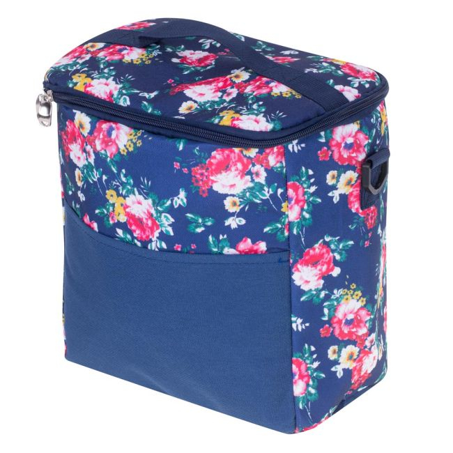 Geanta termoizolanta pentru picnic sau plaja, capacitate 11l, culoare Albastra cu flori [6]