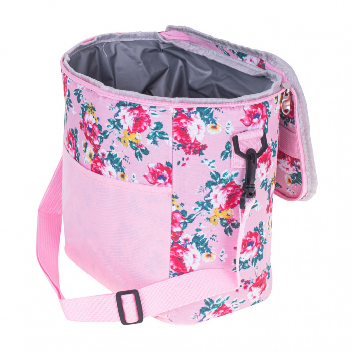 Geanta termoizolanta pentru picnic sau plaja, capacitate 11l, culoare Roz cu flori [1]