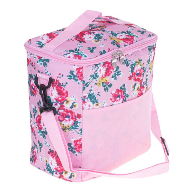 Geanta termoizolanta pentru picnic sau plaja, capacitate 11l, culoare Roz cu flori [2]