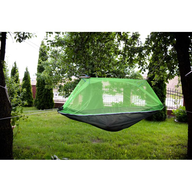 Hamac de Camping Dublu (2 persoane), 200 x 100 cm + Plasa de tantari, culoare Verde [1]
