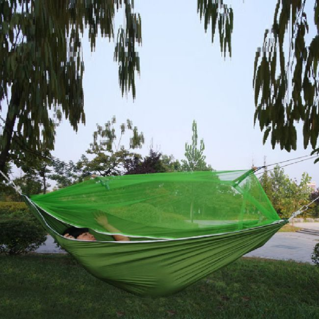 Hamac de Camping Dublu (2 persoane), 200 x 100 cm + Plasa de tantari, culoare Verde [3]