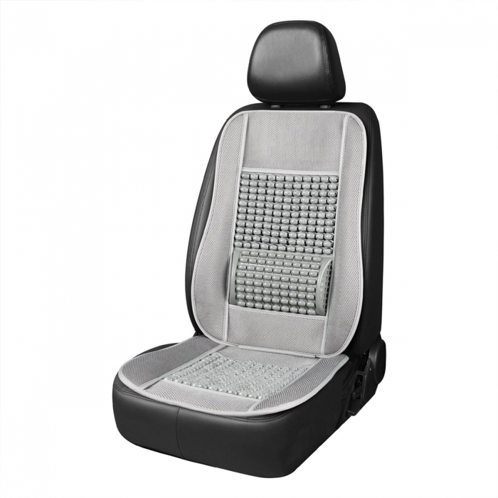 Husa scaun auto cu bile de masaj si suport lombar, dimensiuni 110 x 46 cm, culoare Gri [1]