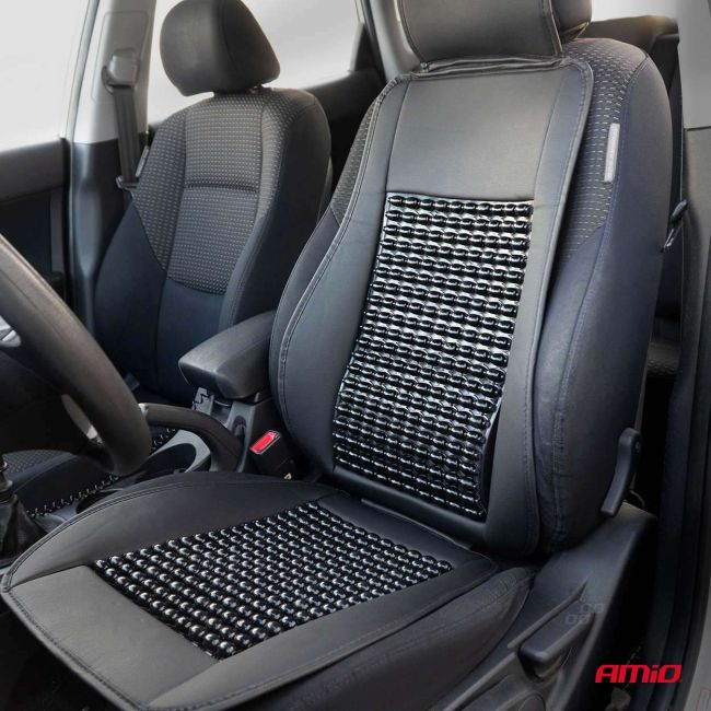 Husa scaun auto cu bile de masaj, suport lombar si tetiera, dimensiuni 147 x 68 cm, culoare Neagra [2]