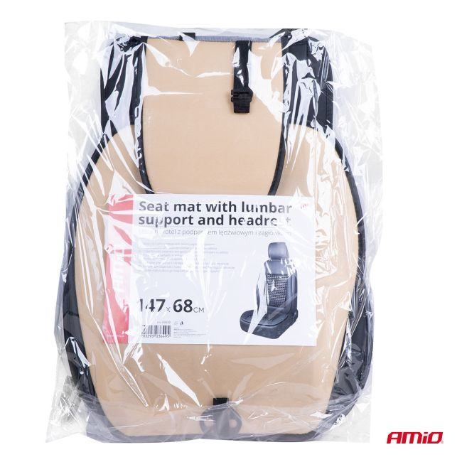 Husa scaun auto cu bile de masaj, suport lombar si tetiera, dimensiuni 147 x 68 cm, culoare Neagra [11]