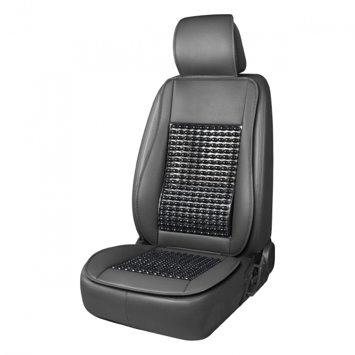 Husa scaun auto cu bile de masaj, suport lombar si tetiera, dimensiuni 147 x 68 cm, culoare Neagra [1]