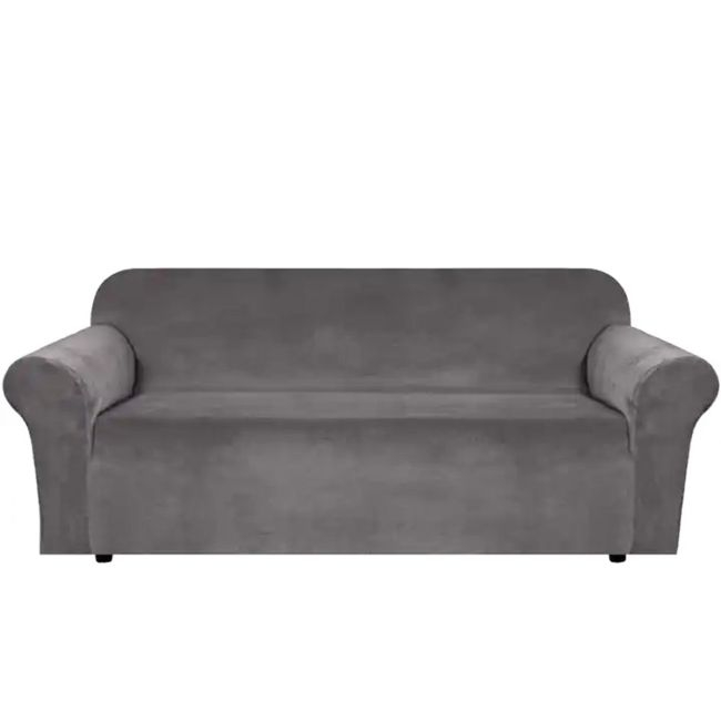 Husa universala pentru canapea standard cu 3 locuri, imitatie catifea, culoare GRI [1]