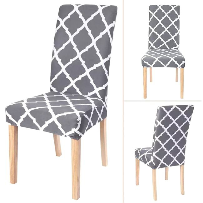 Husa universala pentru scaune clasice, model ROMB, culoare GRI + ALB [4]