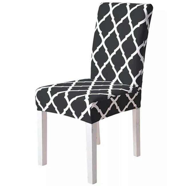Husa universala pentru scaune clasice, model ROMB, culoare NEGRU + ALB [2]
