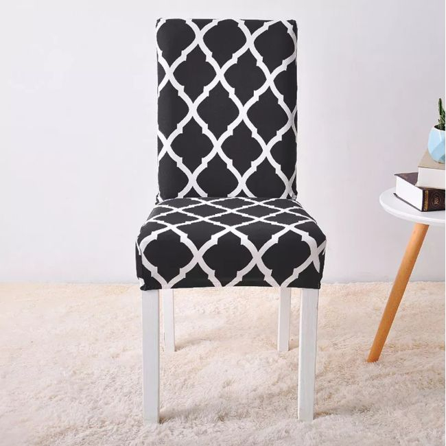 Husa universala pentru scaune clasice, model ROMB, culoare NEGRU + ALB [5]