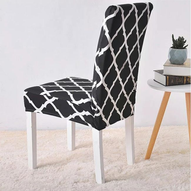 Husa universala pentru scaune clasice, model ROMB, culoare NEGRU + ALB [4]