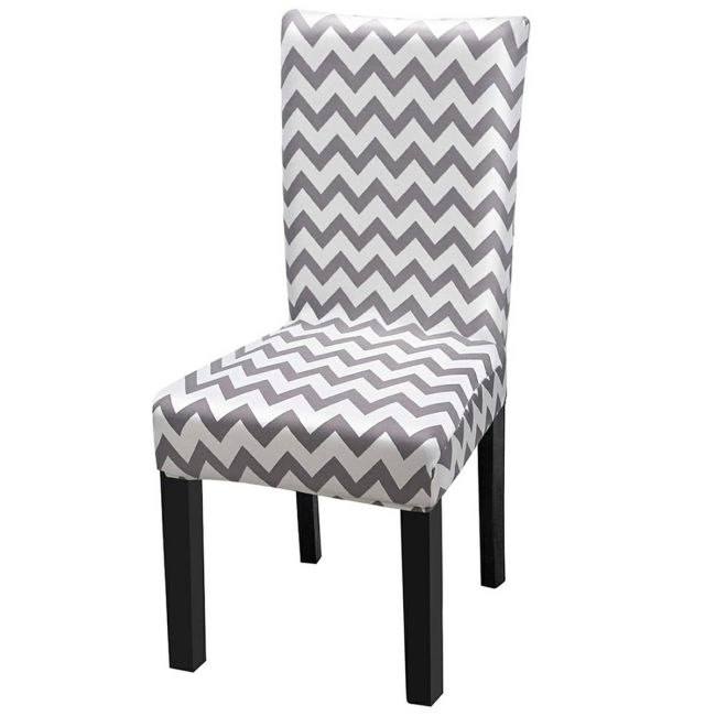 Husa universala pentru scaune clasice, model WAVE, culoare GRI + ALB [2]