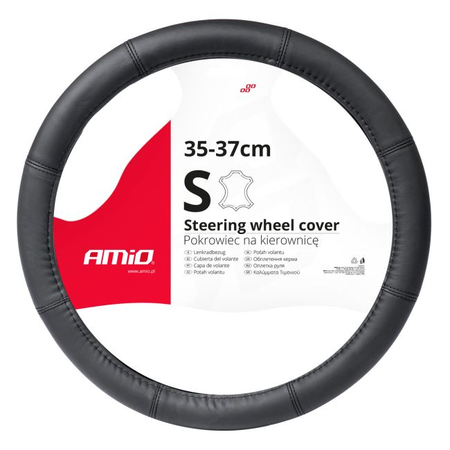 Husa volan din Piele Naturala, culoare Neagra, marime S (volan 35-37cm) AVX-AM03545 [2]