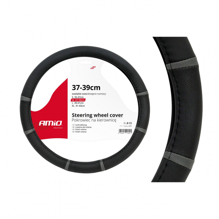 Husa volan negru + dungi gri SWC-06-M (37-39cm) [2]