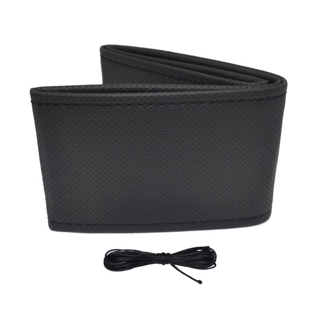 Husa volan OTOM din Piele Ecologica "Perforata" pentru autoturisme, diametru volan 37 - 39 cm, cu ac si ata Neagra [2]