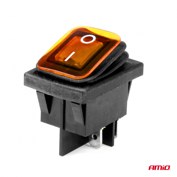 Intrerupator On/Off, 12/24V, dreptunghiular, waterproof, iluminat culoare Galben, destinatie auto, utilitare, Off-Road, ATV, SSV, QUAD [2]