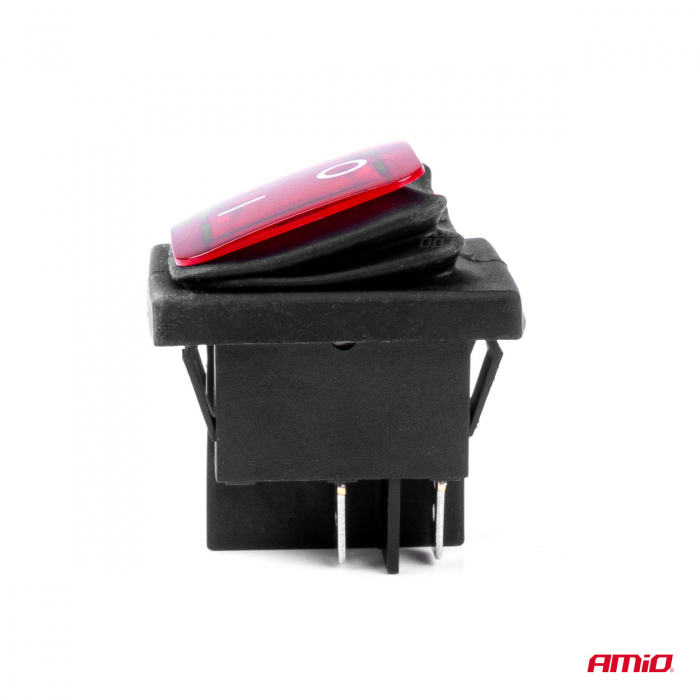 Intrerupator On/Off, 12/24V, dreptunghiular, waterproof, iluminat culoare Rosu, destinatie auto, utilitare, Off-Road, ATV, SSV, QUAD [2]