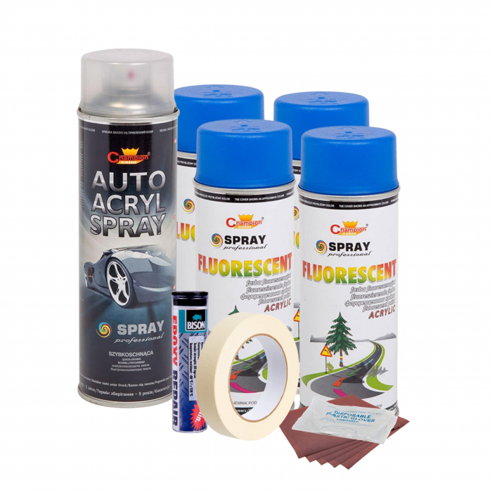 Kit complet reparatie si vopsire jante culoare Albastru Fluorescent, V4 [1]