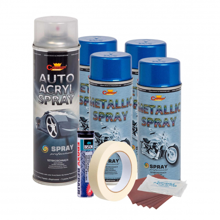 Kit complet reparatie si vopsire jante culoare Albastru Metalizat, V4 [1]