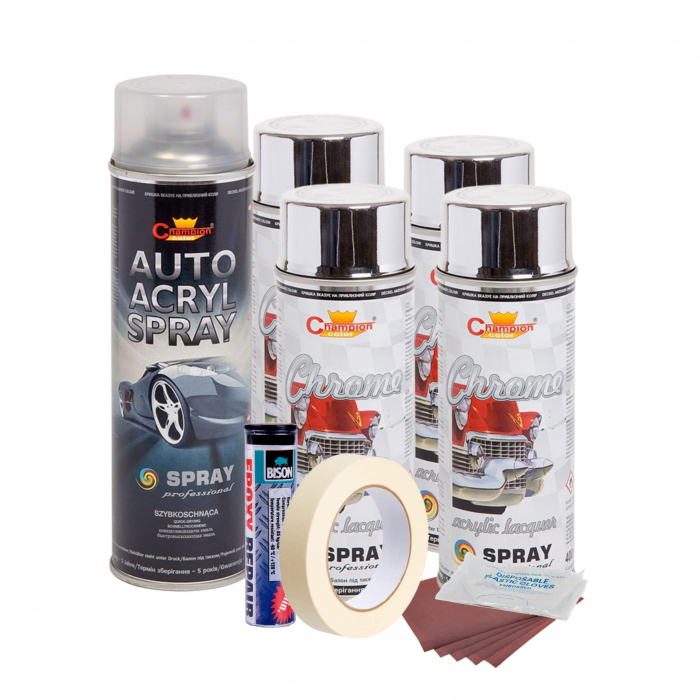Kit complet reparatie si vopsire jante culoare Crom Metalic, V4 [3]