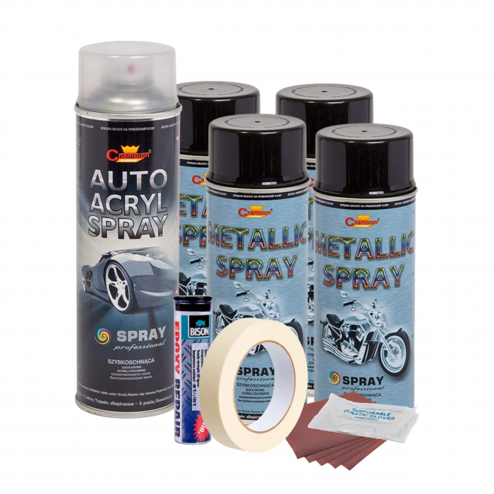 Kit complet reparatie si vopsire jante culoare Negru Metalizat, V4 [1]