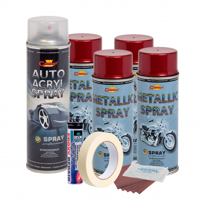 Kit complet reparatie si vopsire jante culoare Rosu Burgundy Metalizat, V4 [3]