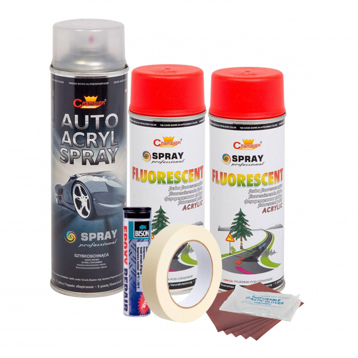 Kit complet reparatie si vopsire jante culoare Rosu Fluorescent, V2 [3]