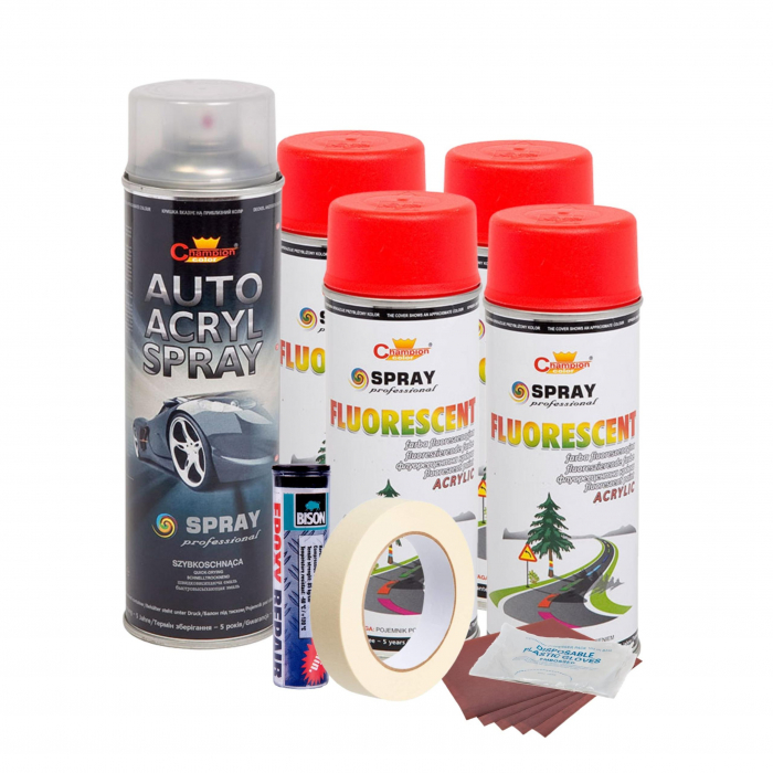 Kit complet reparatie si vopsire jante culoare Rosu Fluorescent, V4 [3]