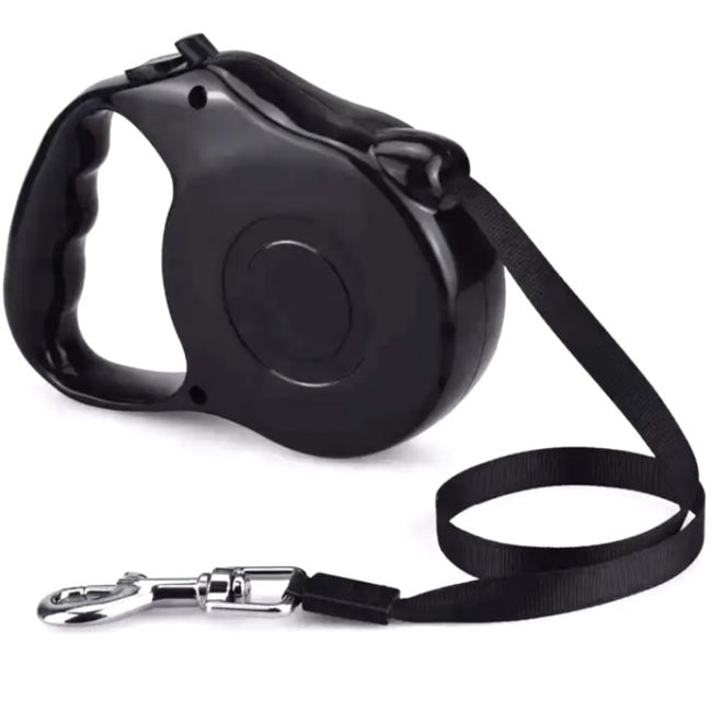 Lesa Retractabila Automata cu carabina pentru caini, lungime sfoara 5m, culoare Neagra [4]