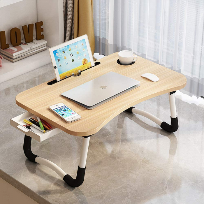 Masa pentru Laptop plianta din MDF, dimensiune 60 x 39,5 cm, cu suport pahar si telefon [1]
