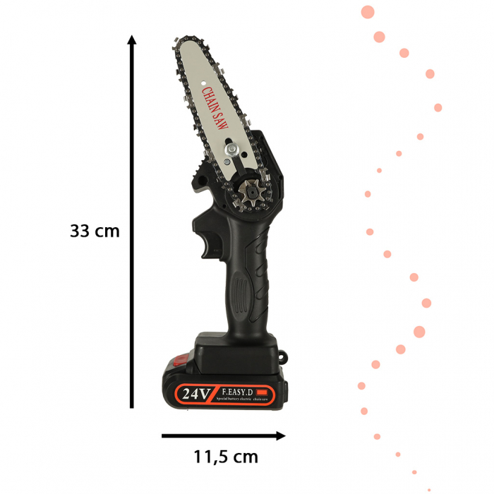 Mini ferastrau electric cu lant, baterie de 24V si valiza de transport [9]