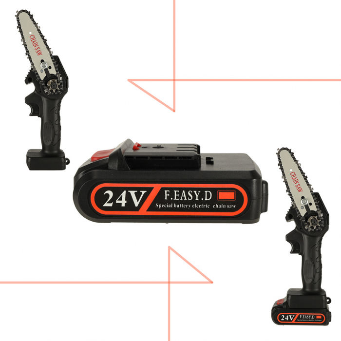 Mini ferastrau electric cu lant, baterie de 24V si valiza de transport [7]
