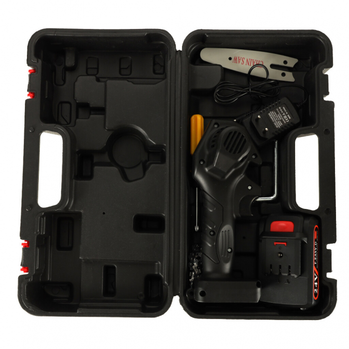 Mini ferastrau electric cu lant, baterie de 24V si valiza de transport [3]