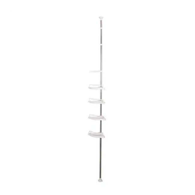 Organizator baie, raft de baie de tip "coltar" cu brat telescopic, cu 4 etajere si suport pentru prosop [9]