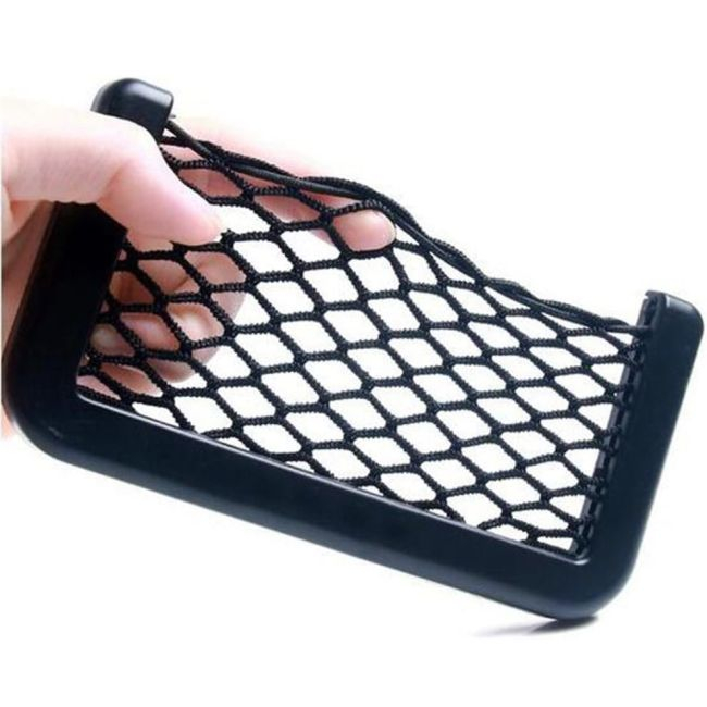 Organizator de tip buzunar din plasa elastica cu rama plastic, dimensiune 14,5 x 7 cm, culoare neagra [4]