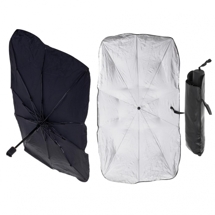 Parasolar Auto tip umbrela pentru parbriz, dimensiune 78 x 130 cm, culoare neagra [1]