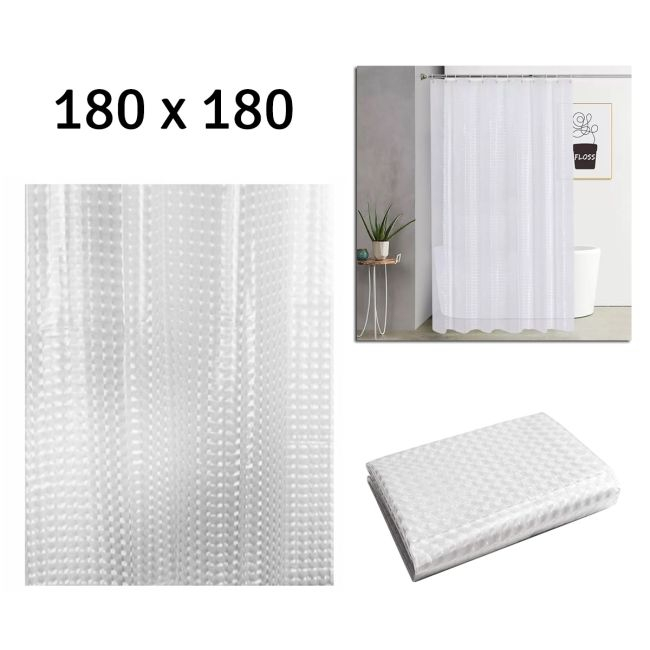 Perdea de dus semitransparenta din PEVA, dimensiune 180 x 180 cm [2]