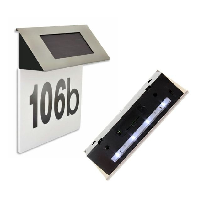 Placa numar casa iluminata LED, incarcare solara, carcasa din INOX [3]