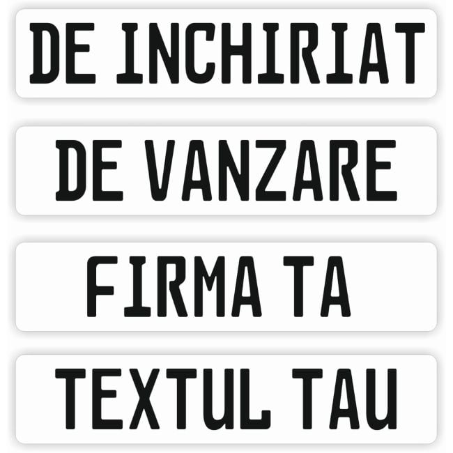 Placuta de inmatriculare "CUSTOM TEXT", dimensiune 52 x 11 cm, culoare alba, material PVC, 33 de caractere incluse [3]