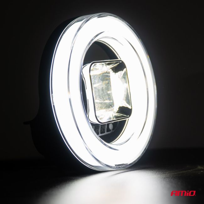 Proiector LED cu Angel Eye model AWL58, pozitie, semnalizare, faza lunga/scurta, pentru Off-Road, ATV, SSV, putere 45W, 8000lm, tensiune 9-36V, dimensiuni 114,5 x 114,5 x 52 mm [3]