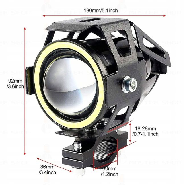 Proiector LED cu Lupa, Angel Eye ALB si Devil Eye RED, alimentare 12V, pentru Off-Road, ATV, SSV, UTV [9]