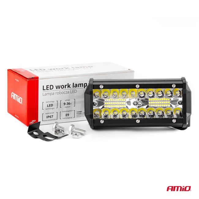 Proiector LED pentru Off-Road, ATV, SSV, cu doua fluxuri de lumina, culoare 6500K, 120W, tensiune 9 - 36V, dimensiuni 170 x 74 x 63 mm [9]