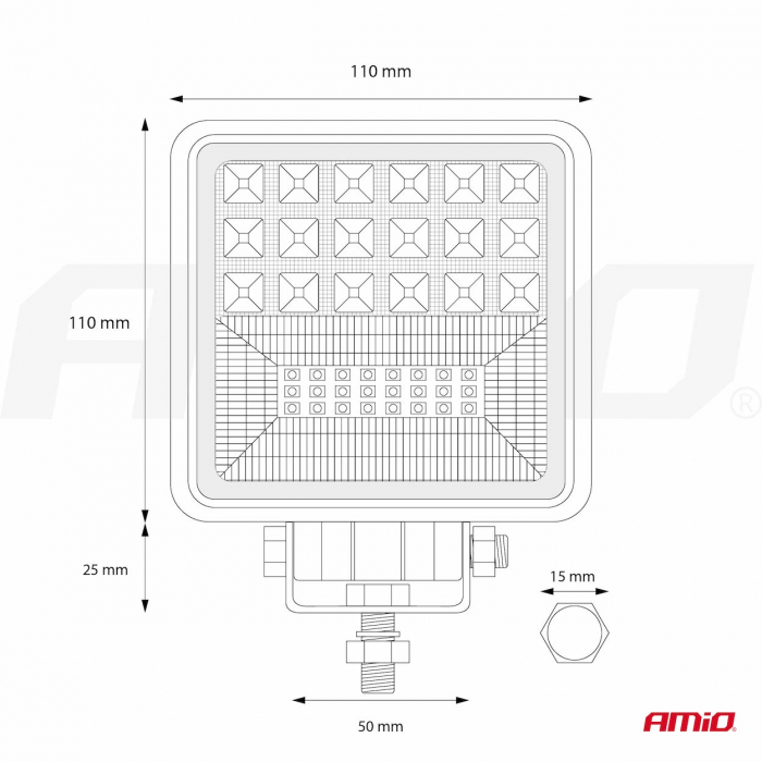 Proiector LED pentru Off-Road, ATV, SSV, cu functie de semnalizare, culoare 6500K, 3360 lm, tensiune 9 - 36V, dimensiuni 110 x 110 mm [2]