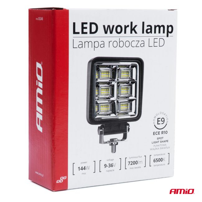 Proiector LED pentru Off-Road, ATV, SSV, putere 144W, culoare 6500K, tensiune 9-36V, dimensiuni 110 x 110 x 35 mm [4]