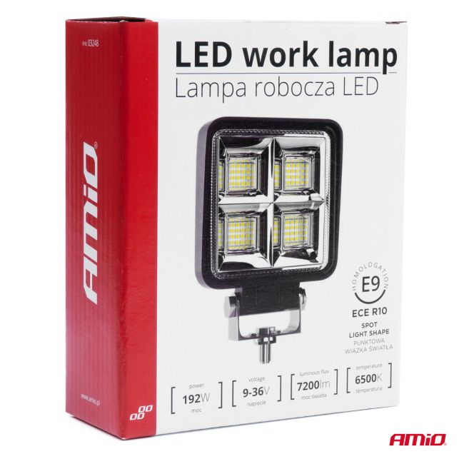 Proiector LED pentru Off-Road, ATV, SSV, putere 192W, culoare 6500K, tensiune 9-36V, dimensiuni 110 x 110 x 35 mm [4]