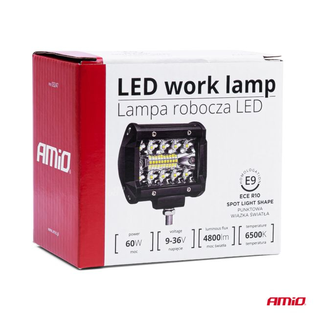 Proiector LED pentru Off-Road, ATV, SSV, putere 60W, culoare 6500K, tensiune 9-36V, dimensiuni 95 x 74 x 55 mm [4]