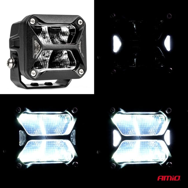 Proiector LED "PRO SERIES" cu doua functii pentru Off-Road, ATV, SSV, putere 18W, 1800lm, culoare 6000K, tensiune 10-30V, dimensiuni 82 x 78 x 76 mm [2]